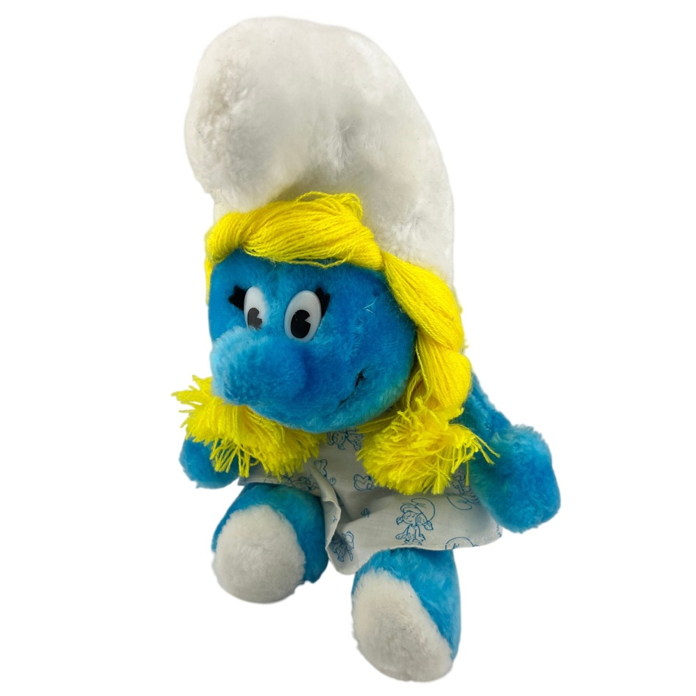 Vtg Plush Smurfette Wallace Berrie Peyo 1981 Blue 9in Toy